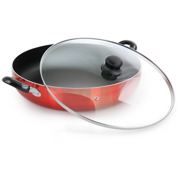 Better Chef Red Aluminum Deep Fryer Pan With Glass Lid