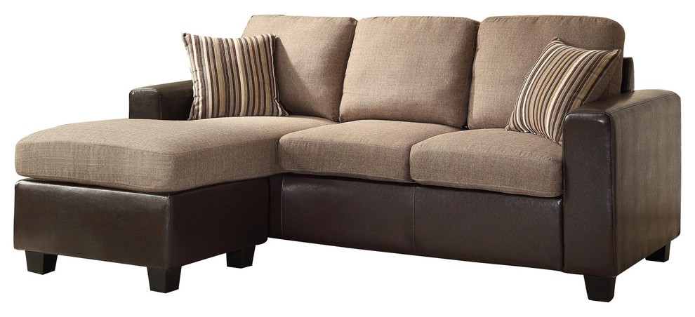 Socrates Reversible Sofa Chaise  Dark Brown Fabric   Transitional   Sectional Sofas   by AMOC  Houzz