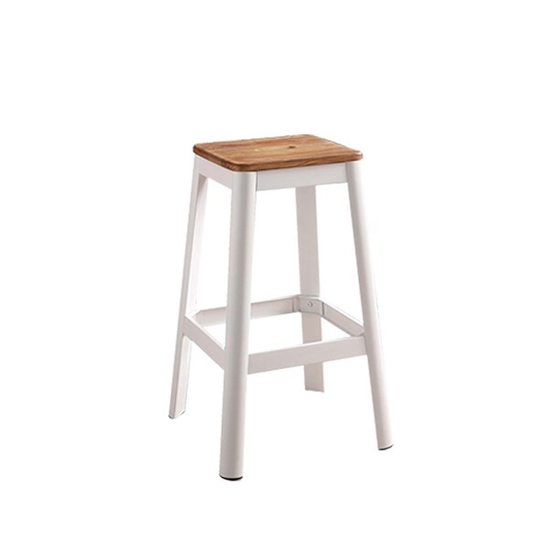 30 in. Natural Wood Bar Stool with Metal Tube