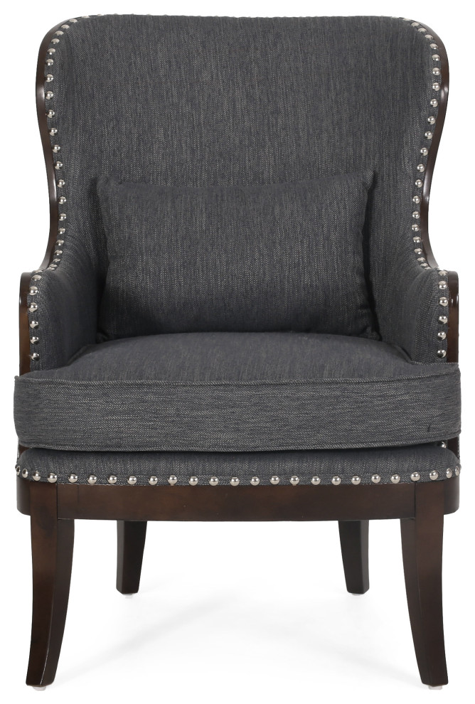 Upholstered Accent Chair With Nailhead Trim   Transitional   Armchairs And Accent Chairs   by GDFStudio  Houzz