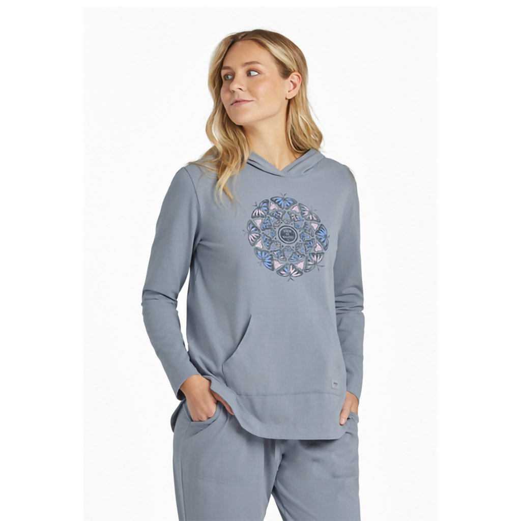 Life Is Good  Women's Hand Drawn Butterfly Mandala Crusher-FLEX Hoodie Tunic