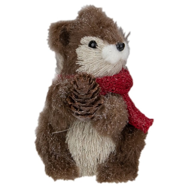 Standing Squirrel With Pinecone And Red Scarf Tabletop Christmas Figurine