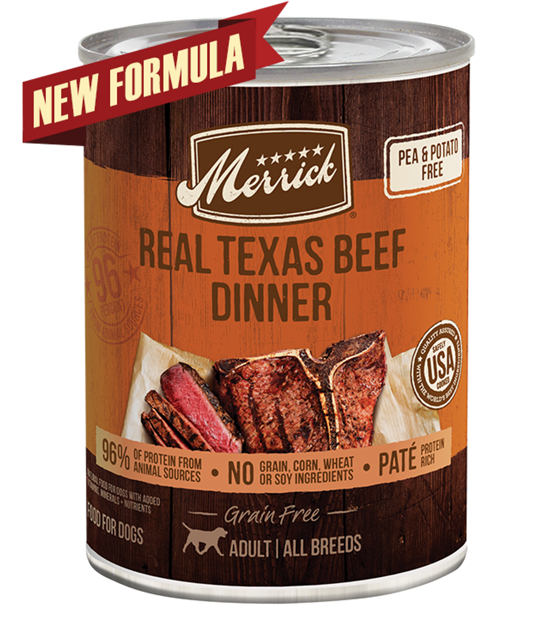 Merrick Grain Free Real Texas Beef Dinner Canned Dog Food， 12.7 Oz.