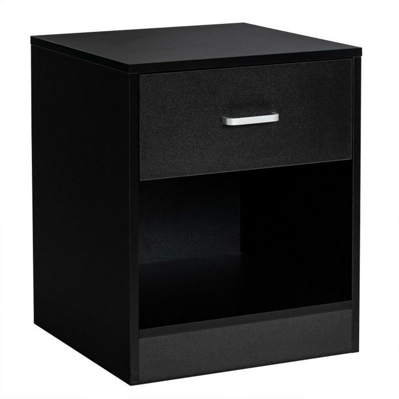 Hivago Modern Nightstand with Storage Drawer and Cabinet