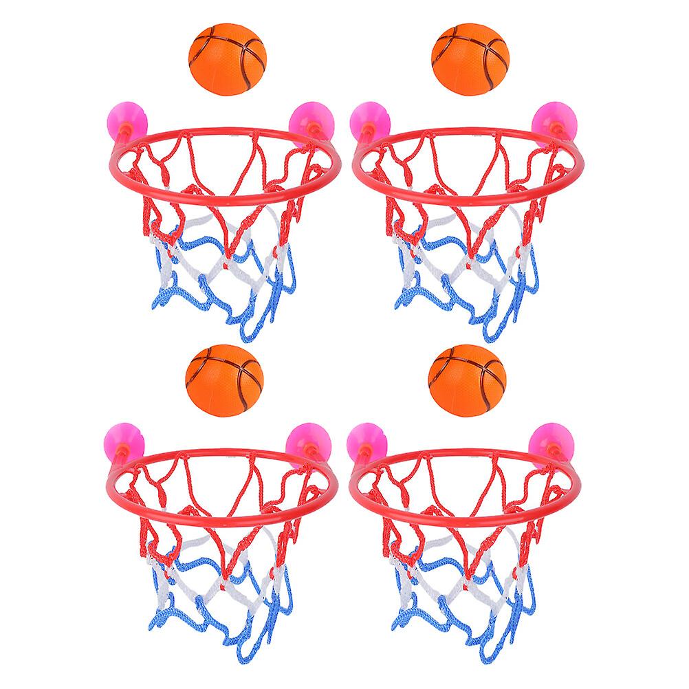 4pcs Mini Basketball Playset Basketball And Ball Toy Shower Time Toys Bathroom Supplies For Children Random Blue/red