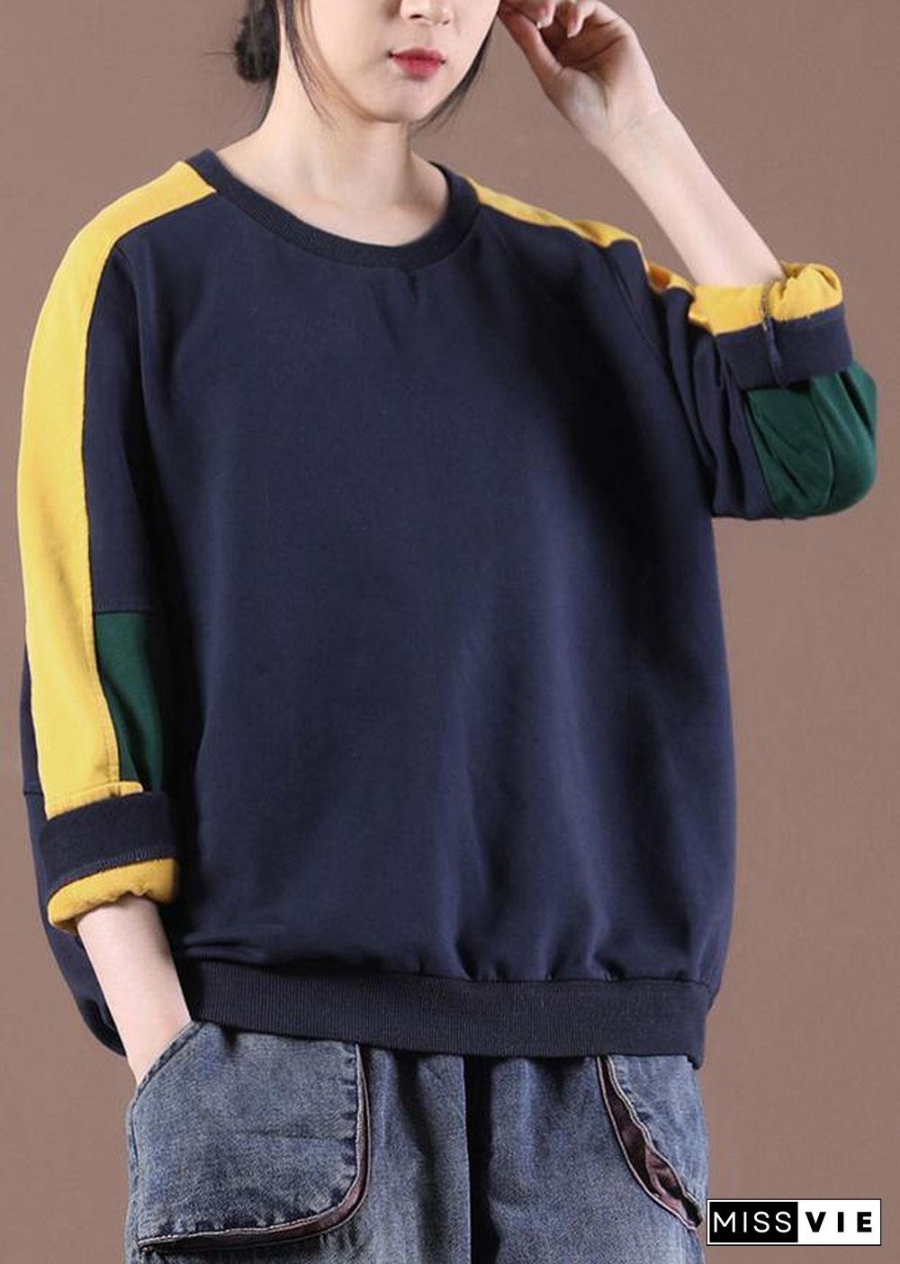 Modern Navy Patchwork Sweatshirt