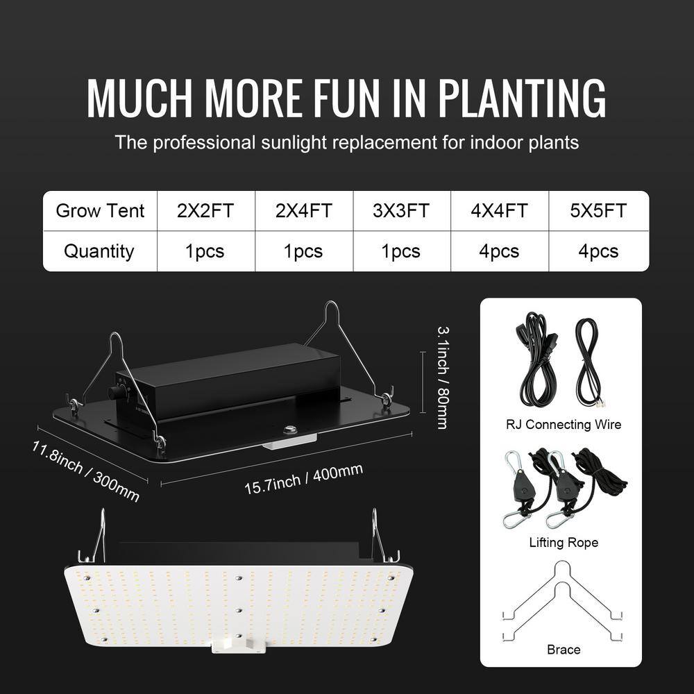 VEVOR 150-Watt LED Plant Grow Light Full Spectrum Dimmable Growing Lamp  281B+PRO Chip 30006500K Color Changing Light LZB150W21110V2RS3V1