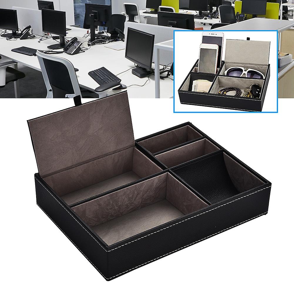 Multi Functional Pu Leather Desktop Stationery Business Office Supplies Storage Box