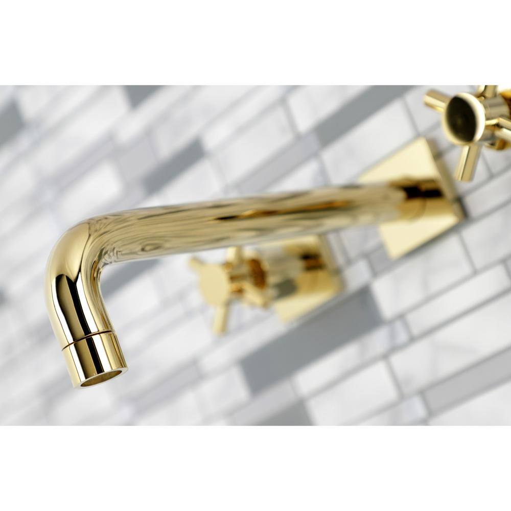 Kingston Brass Concord 2-Handle Wall-Mount Roman Tub Faucet in Polished Brass (Valve Included) HKS6022DX