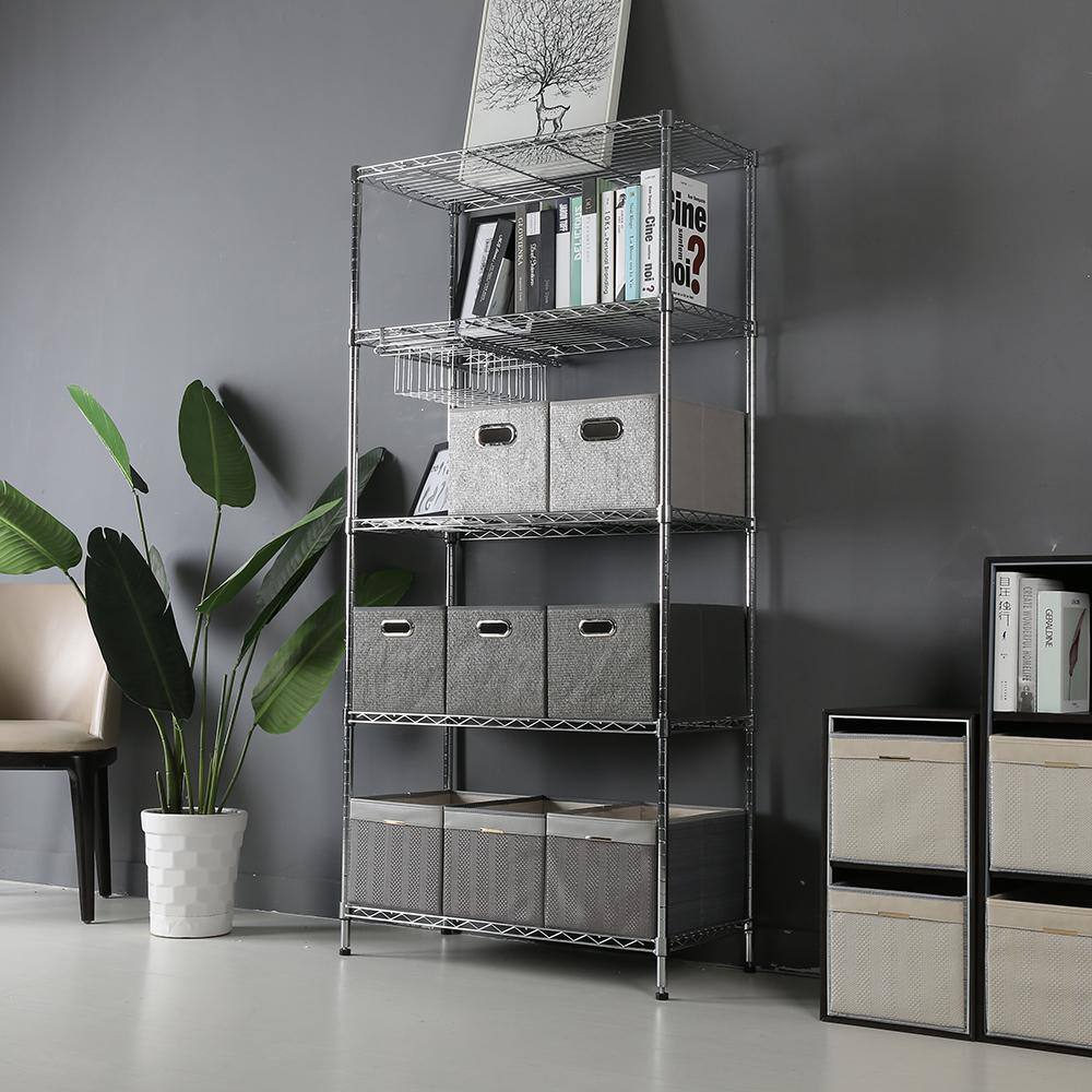 MZG Chrome 5-Tier Steel Shelving (15.7 in. x 33.5 in. x 71.4 in.) 4085181OFH501SG
