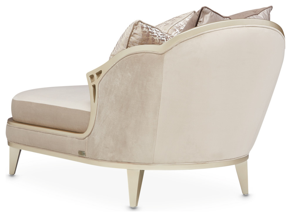 Villa Cherie Velvet Chaise   Porcini/Hazelnut   Contemporary   Indoor Chaise Lounge Chairs   by Michael Amini  Houzz