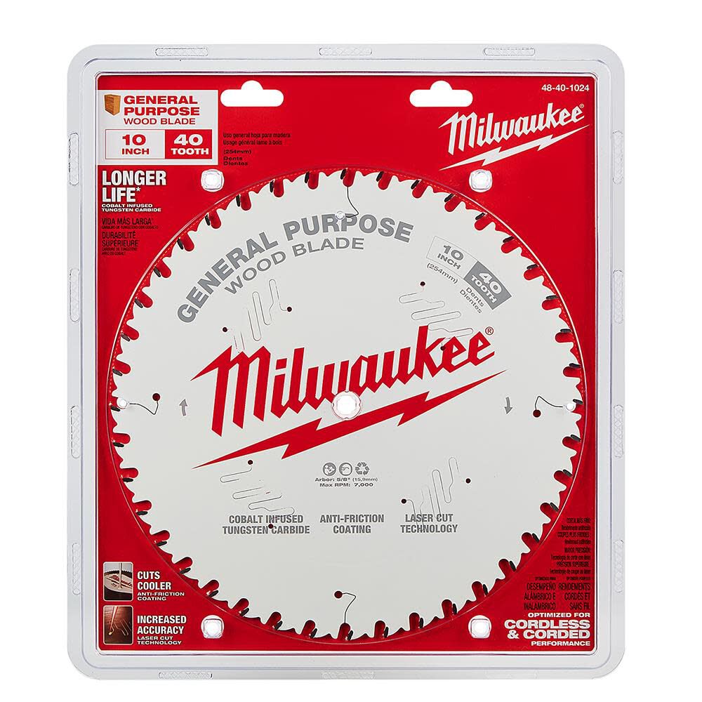 Milwaukee 10 in. 40T General Purpose Circular Saw Blade 48-40-1024 from Milwaukee