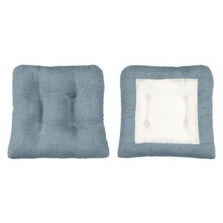 Ellis Curtain Lisa Solid Dusty Blue 18 in. Non Skid Chair Pad 717547035258