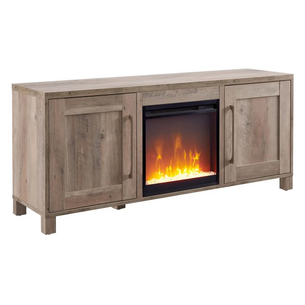 Chabot Rectangular TV Stand with Crystal Fireplace for TV's up to 65