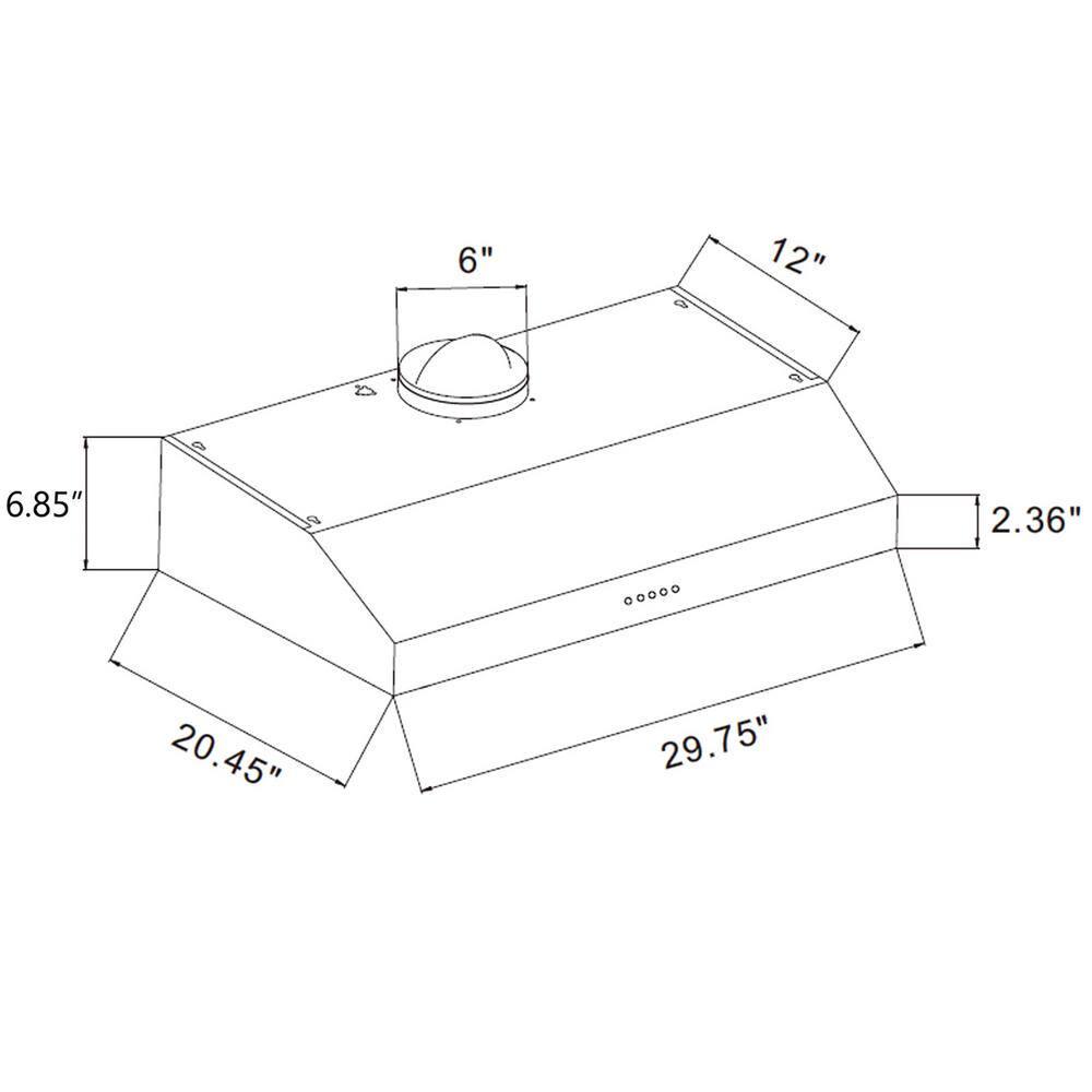 Empava Ultra Slim 30 in 400 CFM Ducted Kitchen Under Cabinet Range Hood with Light in Stainless Steel