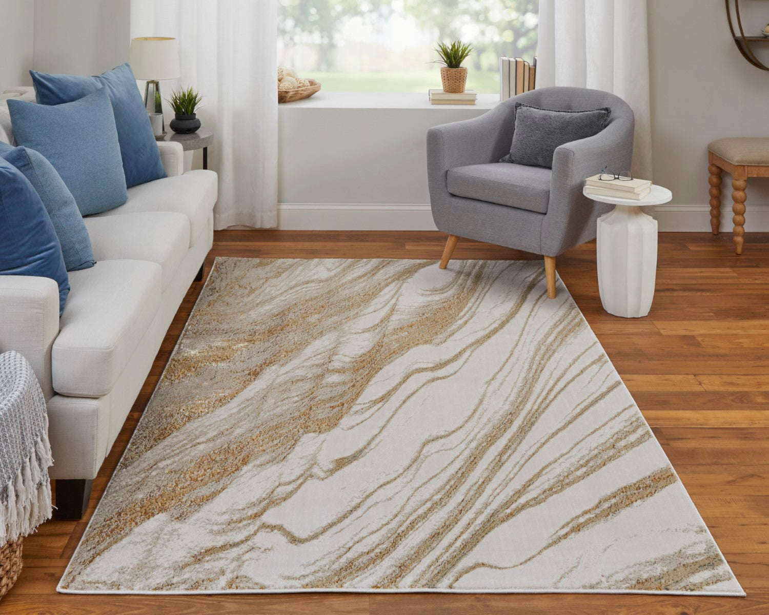 Tripoli Abstract Ivory/Taupe/Gold Rug