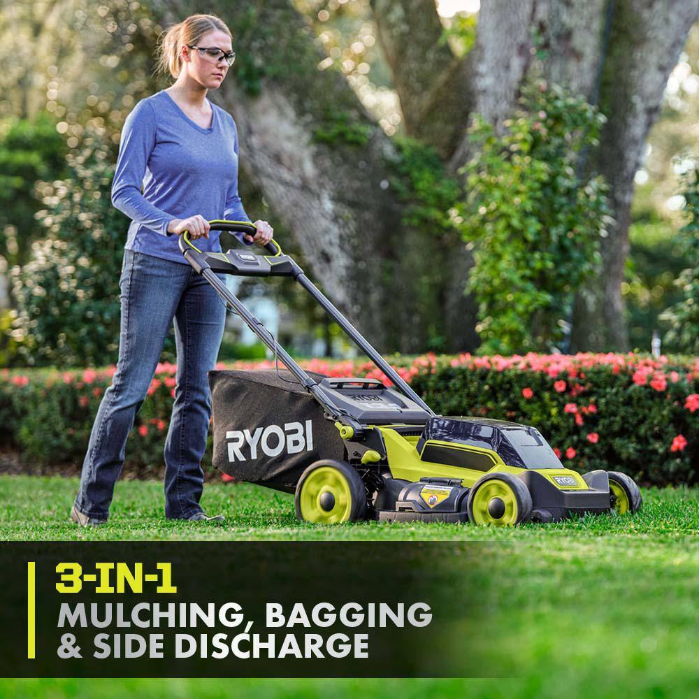 RYOBI 40V HP Brushless 20 in. Cordless Battery Walk Behind Push Mower String Trimmer  Blower - Batteries and Chargers RY401170-3X