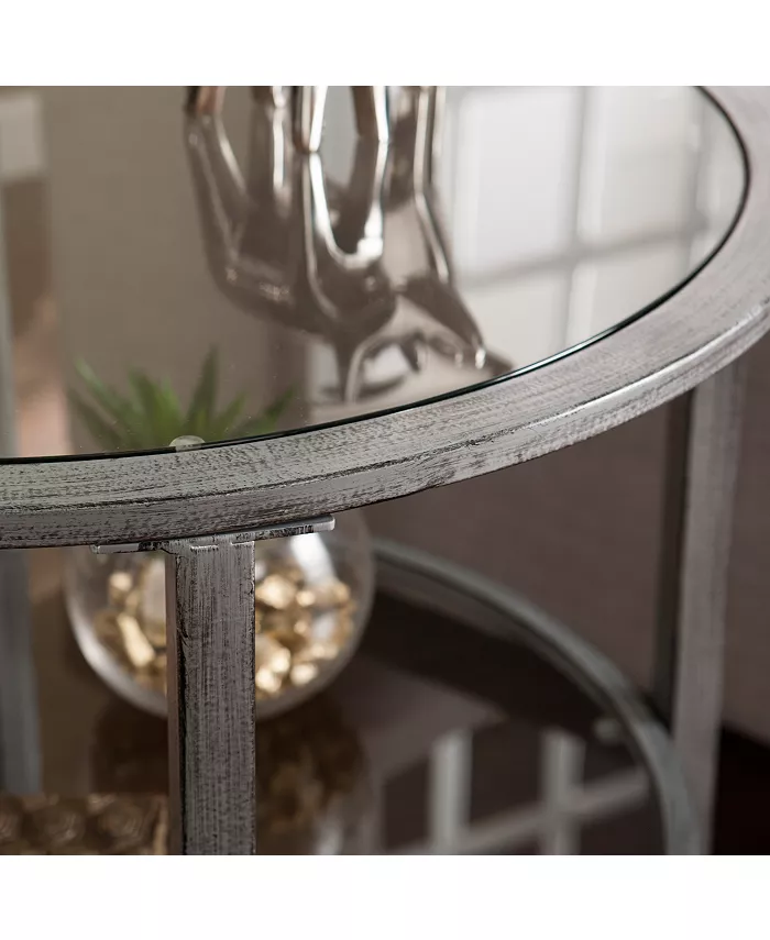 Southern Enterprises Brookford Metal And Glass Round End Table