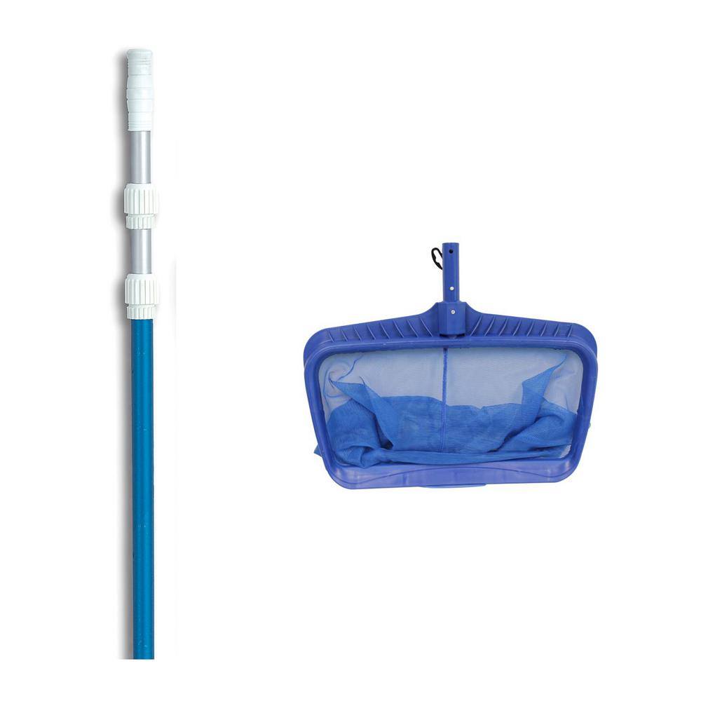 Swimline HydroTools Swimming Pool Deep Bag Leaf Rake Net with 5 ft. - 15 ft. Telescopic Pole 8040 +8356M