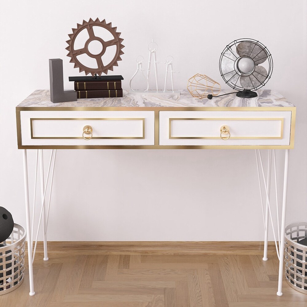 Metal Legs Wood Base Console Table