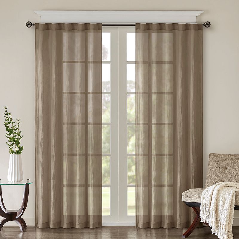 Madison Park 2-pack Kaylee Solid Crushed Sheer Window Curtains