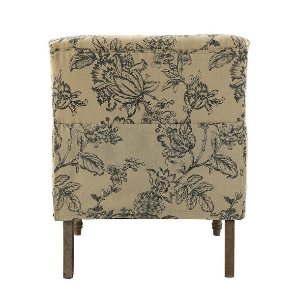 Geltrude Traditonal Floral Fabric Design Upholstered Accent Armchair with Turned Legs by HULALA HOME