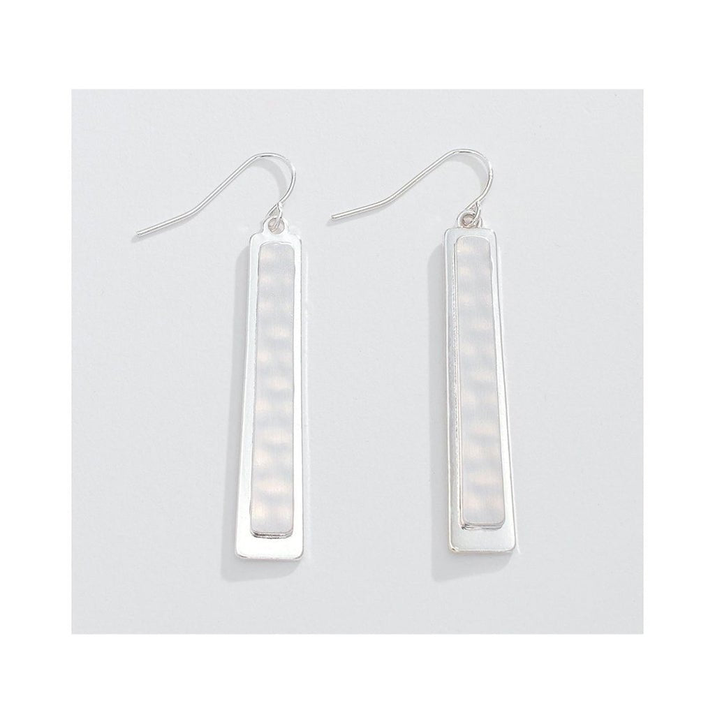 Periwinkle by Barlow  Hammered Over Polished Silver Rectangle Drops  - Earrings