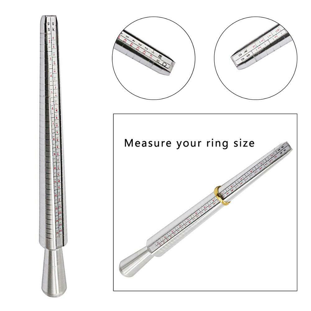 TekDeals Metal Ring Sizer Guage Mandrel Finger Sizing Measure Stick Standard Jewelry Tool