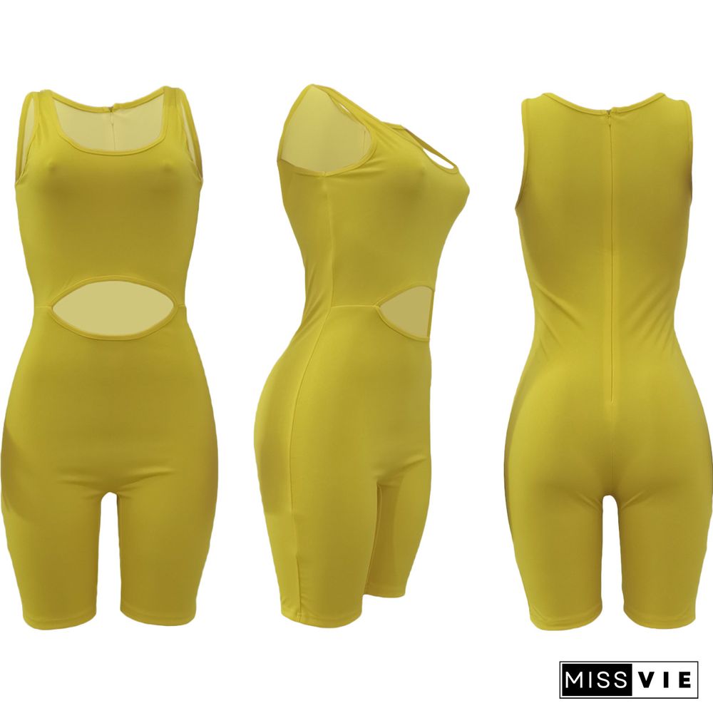 Sexy Back Invisible Zipper Solid Color Jumpsuit