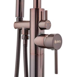 AKDY 2-Handle 45.47 in. Freestanding Floor Mount Tub Faucet Bathtub Filler with Hand Shower in Brushed Bronze TF0049