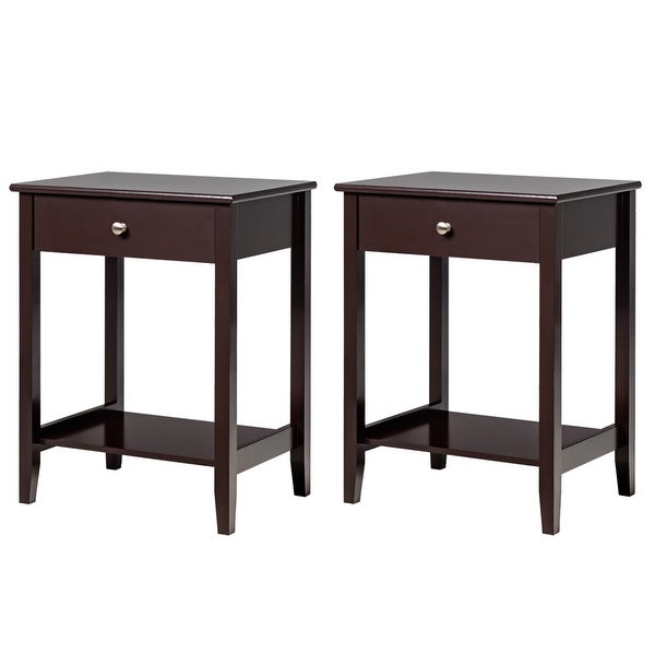 Gymax 2PCS Nightstand Sofa Side End Table Bedroom Living Room w/ Shelf - See Details