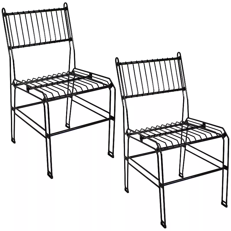 Sunnydaze Indoor/Outdoor Steel Wire Dining Chairs - Black - Set of 2