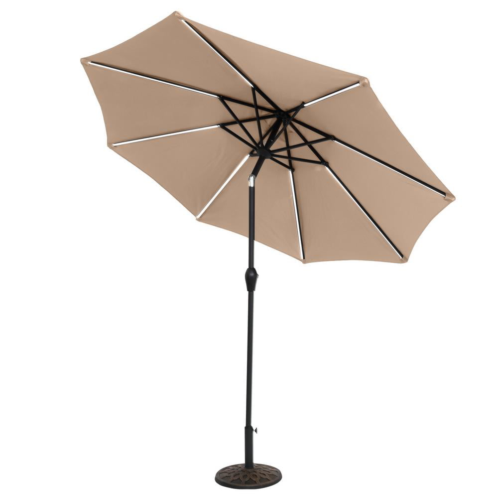 Zimtown 9ft Solar Powered Patio Umbrella with Tilt 8 Ribs Top Color