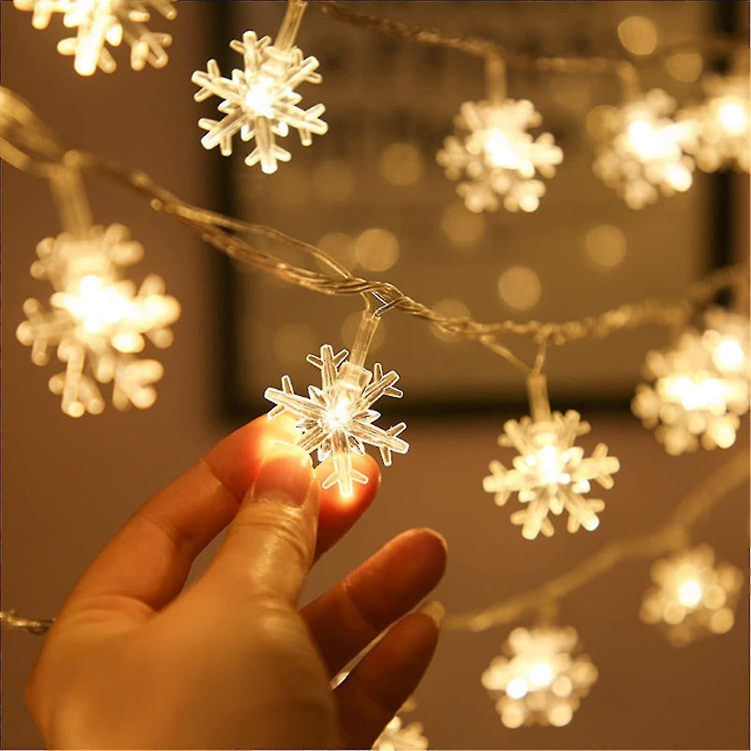 Snowflack Fairy Lights， 20ft 40 Led Batterypowered String Lights， 2 Lighting Modes， Decoractive For