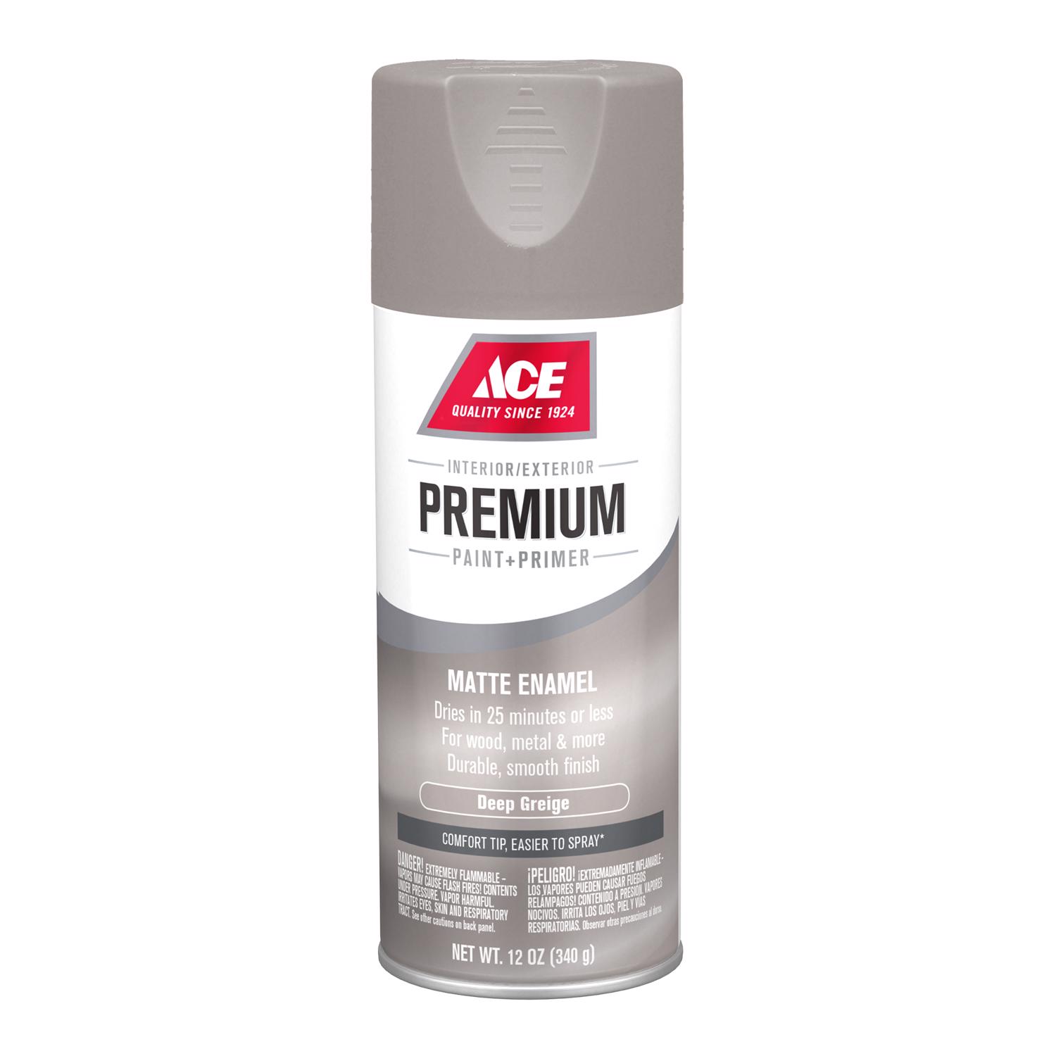 Ace Premium Matte Deep Greig Matte Paint + Primer Enamel Spray 12 oz