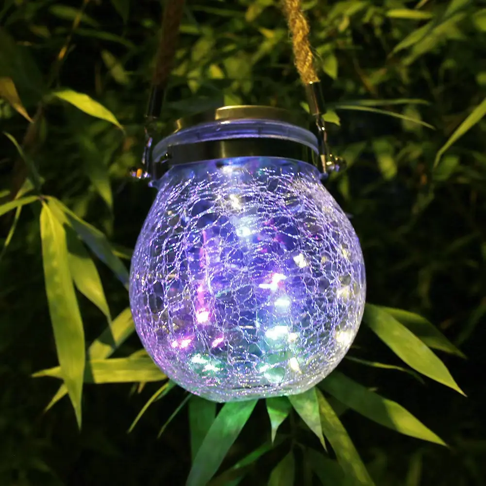 Solar Led Lamp Crack Ball Glass Jar fairy lighting Outdoor Garden Decoration Tree Lamp