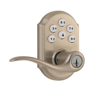 Kwikset Z-Wave SmartCode Lifetime Satin Nickel Keypad Electronic Tustin Door Lever Featuring SmartKey Security 912TNLZW50015RC