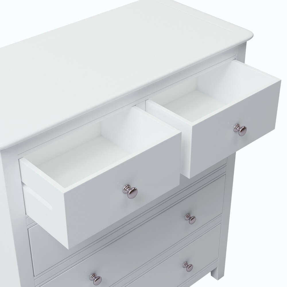 7 / 5 Drawers Solid Wood Dresser in White