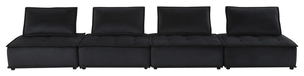 Anna Velvet 4 Piece Sectional Sofa   Transitional   Sectional Sofas   by Lilola Home  Houzz