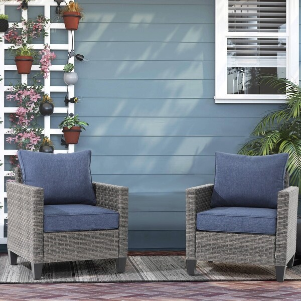 Patio 2 Pieces Wicker Single Chairs with Cushions