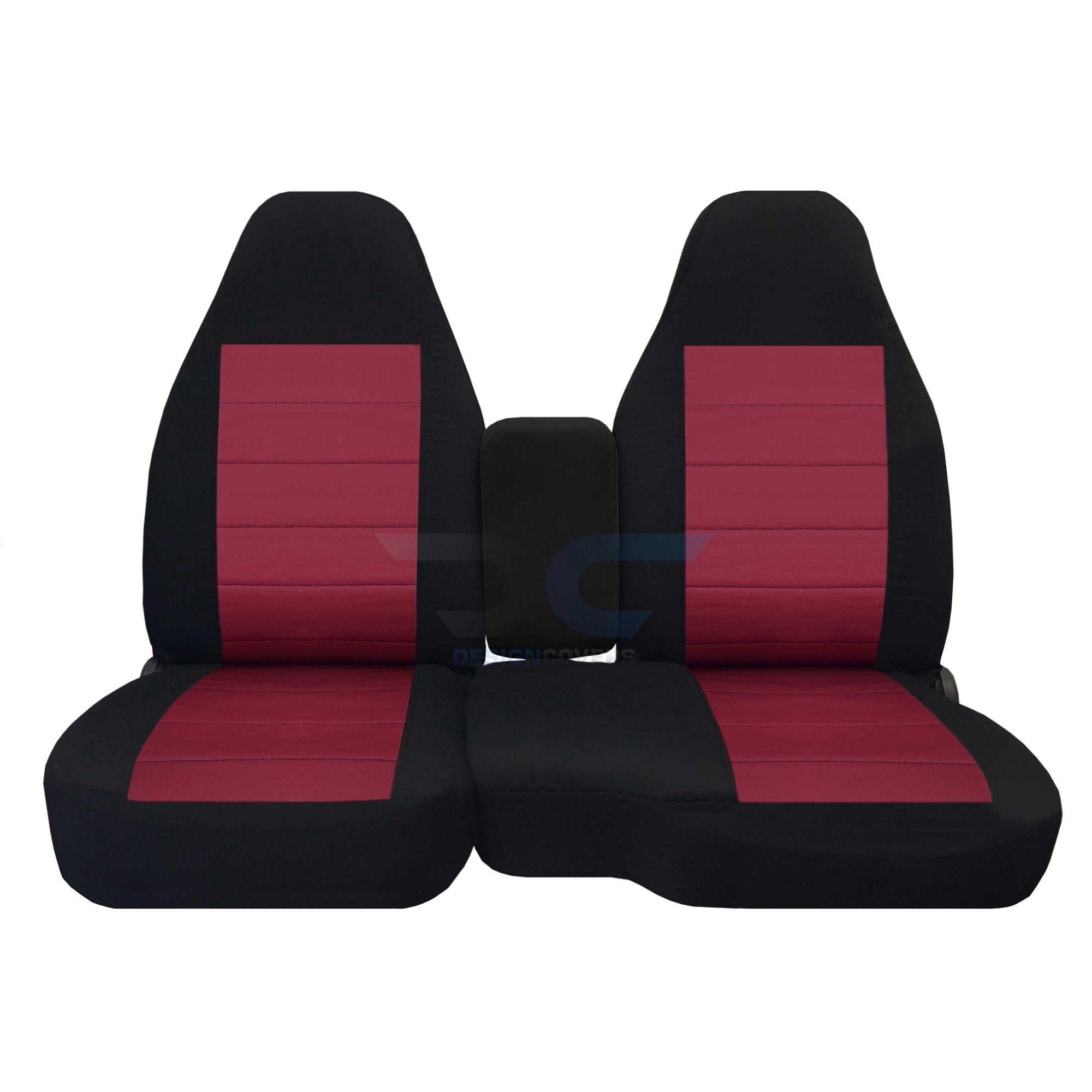 T364-Designcovers Compatible with 1991-1997 Ford Ranger/Mazda B-Series 2 Tone Truck Seat Covers (60/40 Split Bench) w Center Console/Armrest Cover:Opening Console: Black and Burgundy Velour