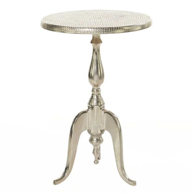 Hammered Metal Accent Table Silver Olivia amp May