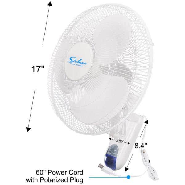 Aoibox 16 in White Digital Wall Mount Fan with Remote Control 3Oscillating Modes 3Speed 72 in Power Cord 2Exhaust