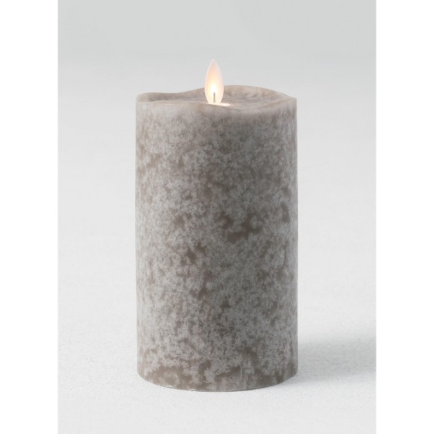 Gray Mottled Led Pillar Candle