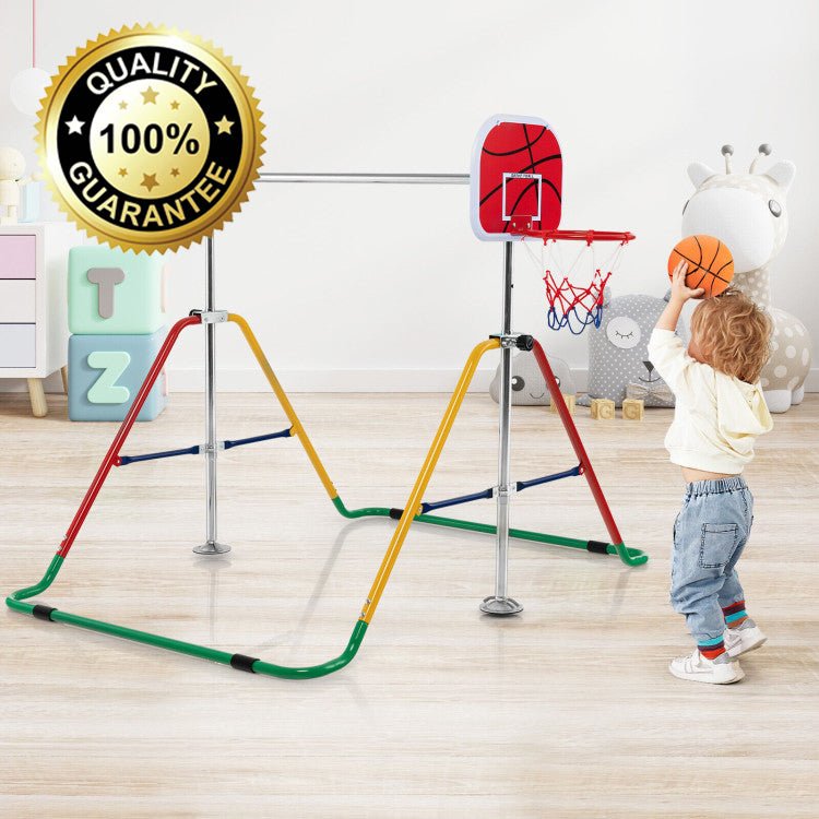 Best 2023 Sturdy Foldable Gymnastics Training Bar W/ Basketball Hoop