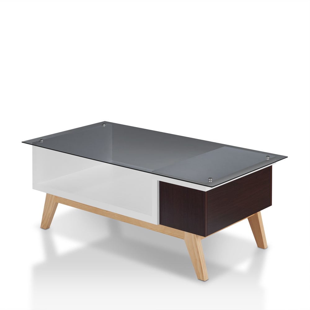 Yini Modern 47 inch Glass Top 1 Shelf Coffee Table by Furniture of America