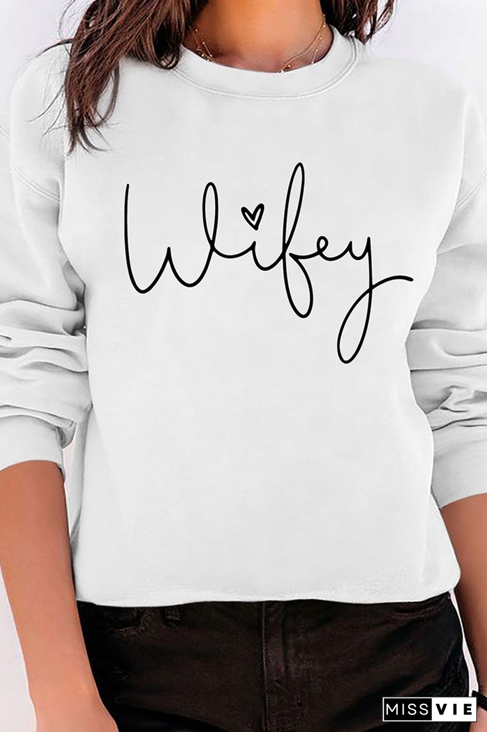 Wifey Print Long Sleeve Sweatshirts Women Wholesale