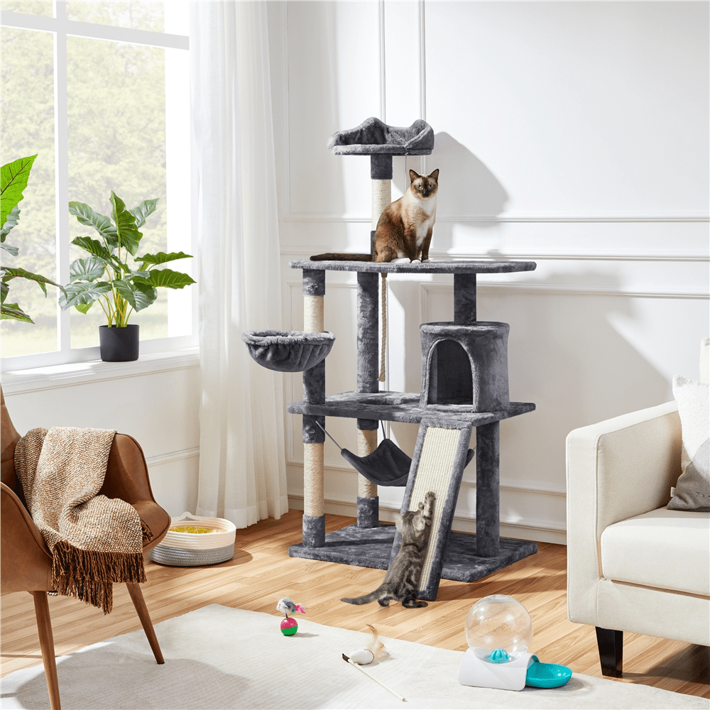 Yaheetech 63.5''H Cat Tree Cat Tree Condo with Scratching Post， Dark Gray