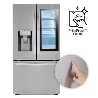 LG 23 cu. ft. French Door Smart Refrigerator w InstaView Dual and Craft Ice in PrintProof Stainless Steel Counter Depth LRFVC2406S