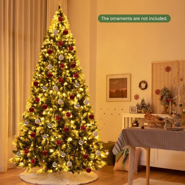 Gymax 6/7.5/9 FT Prelit Snow Sprayed Christmas Tree Artificial Xmas